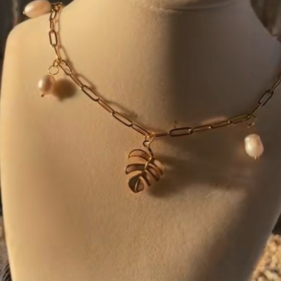 Handmade Jewelry - Tropical Summer Jewelry Gold Leaf